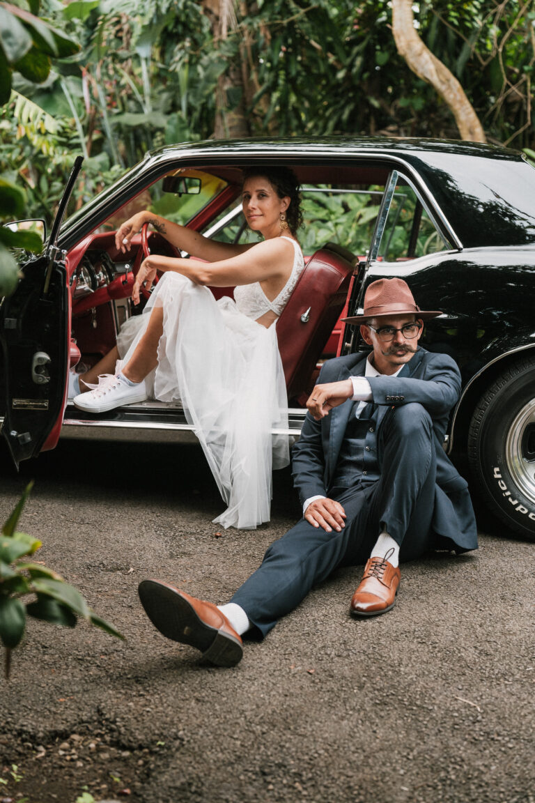Photo d'un mariage à La Réunion – couple – Ford Mustang