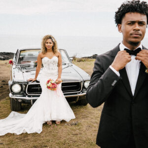 Photo d'un mariage à La Réunion – couple – Ford Mustang