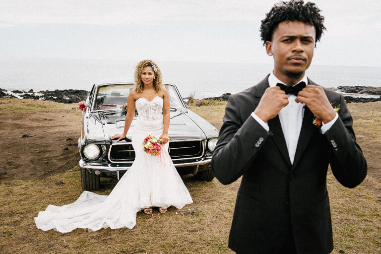 Photo d'un mariage à La Réunion – couple – Ford Mustang