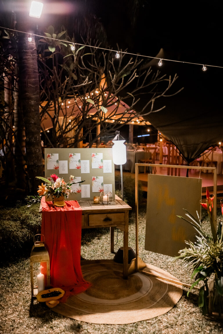 Photo d'un mariage à La Réunion – Plan de tables – Décoration florale