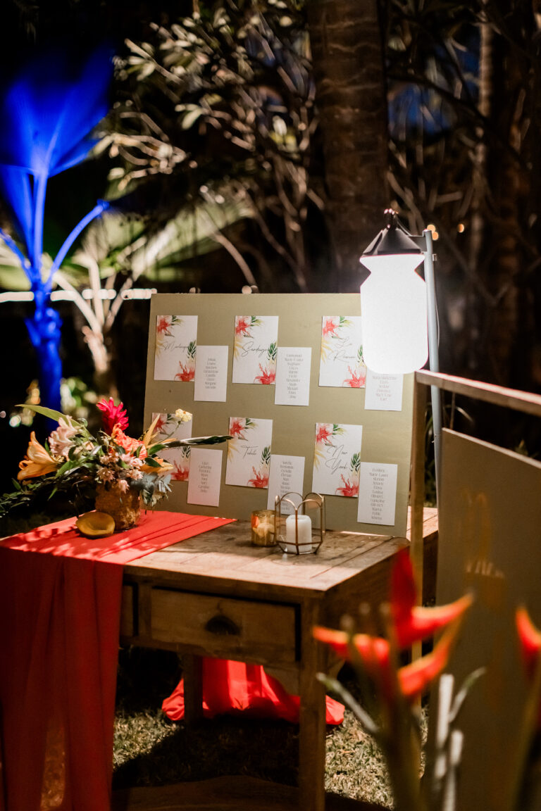 Photo d'un mariage à La Réunion – Plan de tables – Décoration florale
