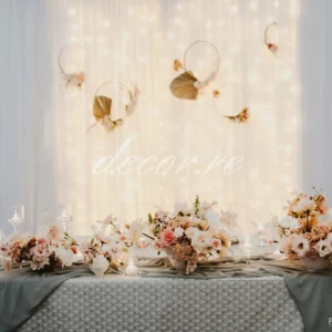 Photo d'un mariage à La Réunion – Table d'honneur – Tentures murales